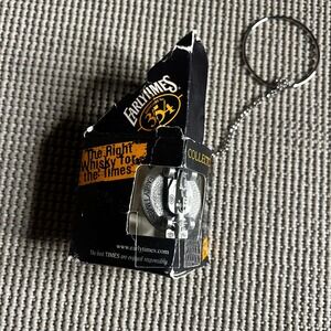 Vintage 1999 Early Times Whisky Pewter Auto Racing Bottle Stopper Keychain Box‎